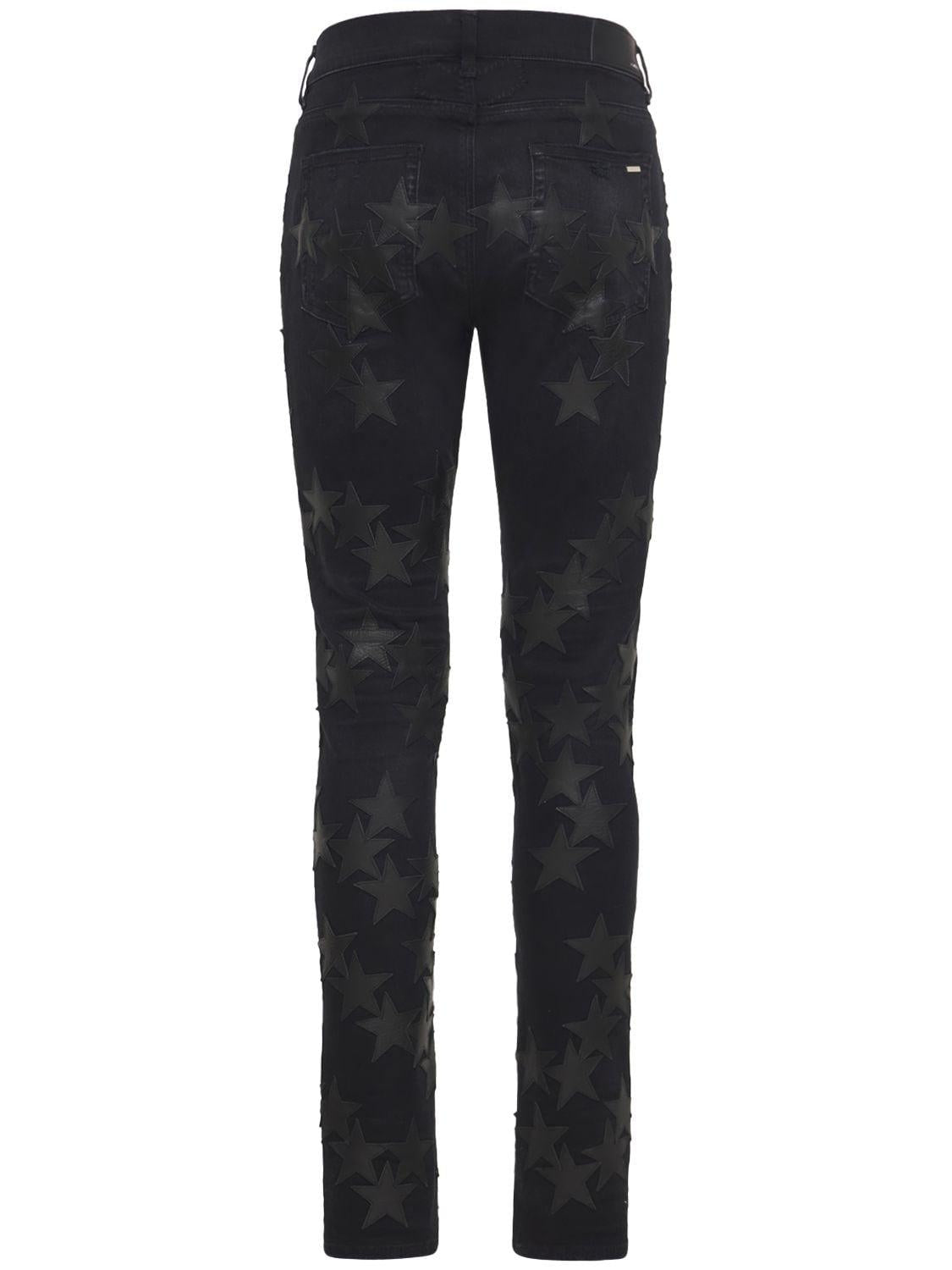 Amiri chemist leather star aged jeans
