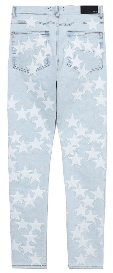 Amiri chemist leather star aged jeans